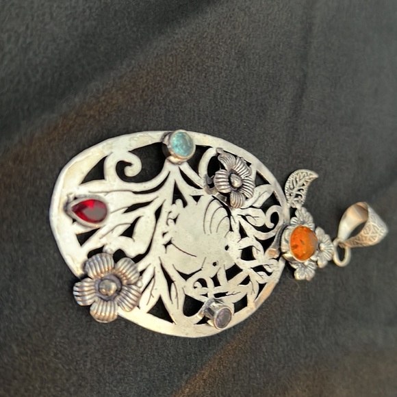 Amber Quartz 925 Silver Antique Pendant 4โ, Gemstones Jewelry, silver necklace. - Picture 7 of 11